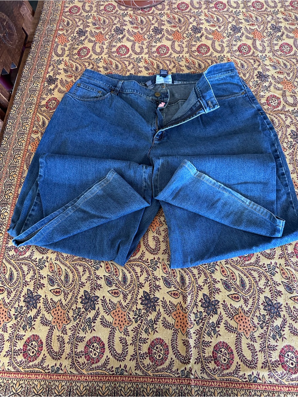 Jones New York Wide-Leg Flare Jeans in Deep Blue Denim